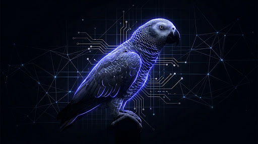 Grey parrot symbolizing intelligence, adaptability, and purposeful communication